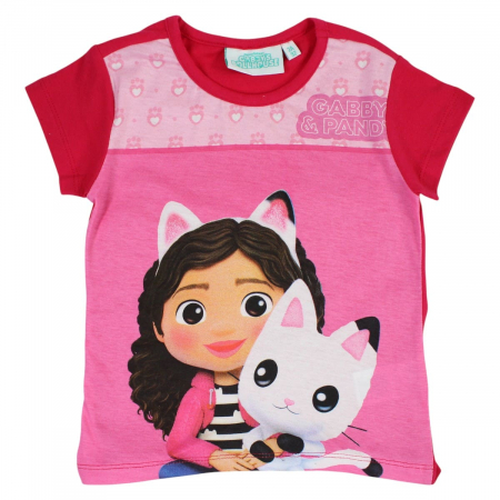 Pijamale copii cu maneca scurta, 100% bumbac, multicolor, Happy, Gabby's Dollhouse [2]