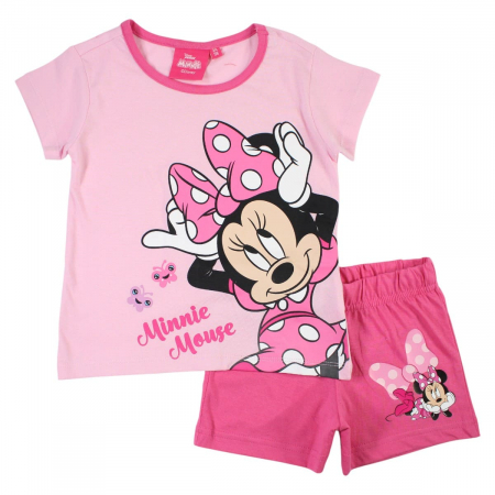 Copii - Pijamale copii cu maneca scurta, 100% bumbac, multicolor, Happy, Minnie Mouse