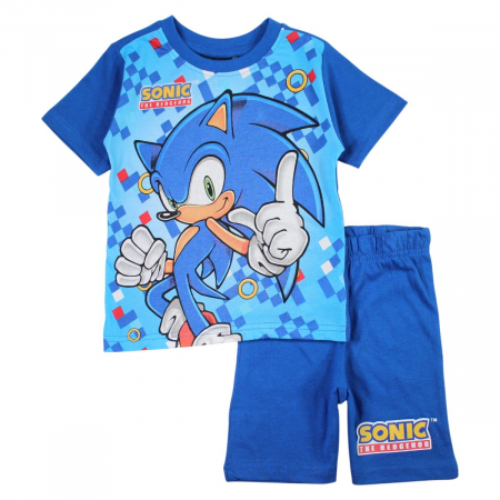 Copii - Pijamale copii cu maneca scurta, 100% bumbac, multicolor, Happy, Sonic