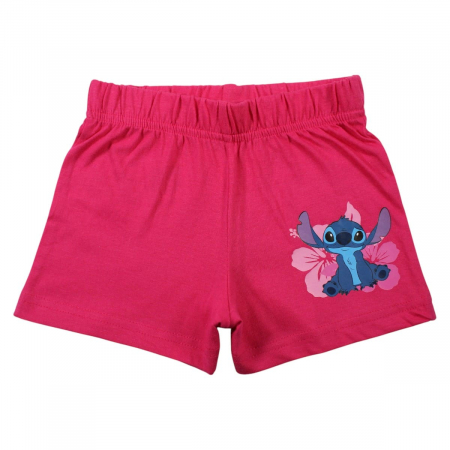 Pijamale copii cu maneca scurta, 100% bumbac, roz, Happy Days, Stitch [3]