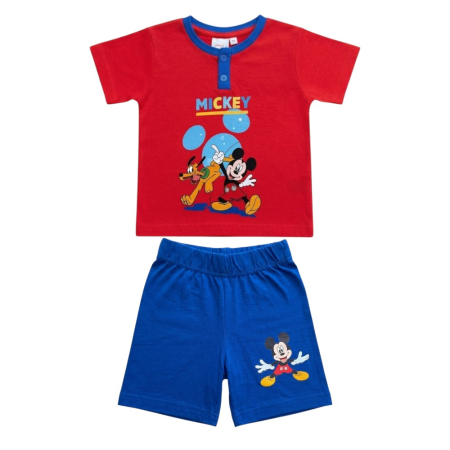 Pijamale copii, mânecă scurtă, 100% bumbac, roșu, Hero, Mickey Mouse