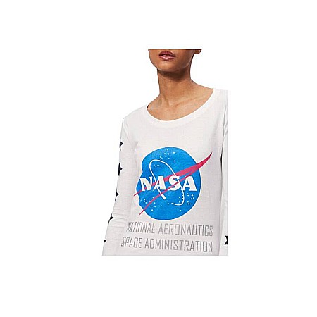 Pijamale damă cu mânecă lungă, alb/gri, 100% bumbac, NASA [1]