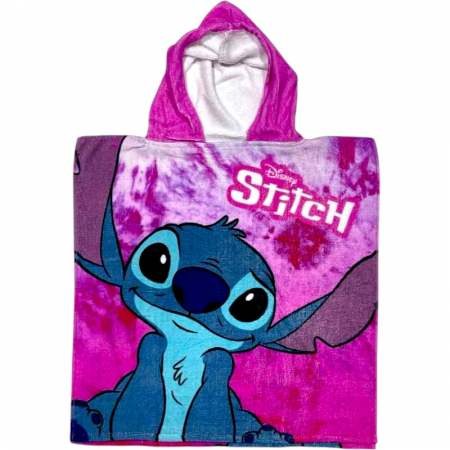 Textile - Prosop de baie pentru copii, tip poncho, 100% bumbac, multicolor, 55x110 cm, Stitch, Disney