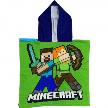 Prosoape - Prosop de baie pentru copii, tip poncho, multicolor, 50x100 cm, So fun, Minecraft