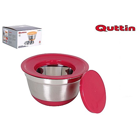 Bucătărie - Bol din inox pentru blender cu capac și 2 ustensile pentru răzuit, Quttin