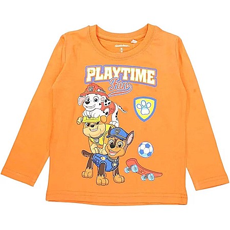 Copii - Tricou cu mânecă lungă, 100% bumbac, portocaliu, Playtime, Paw Patrol