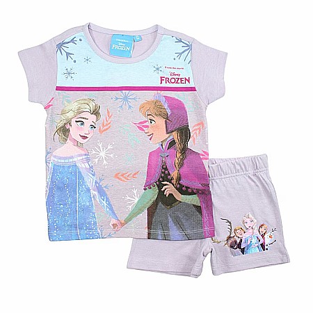 Copii - Pijamale copii cu mânecă scurtă, 100% bumbac, multicolor, Anna and Elsa, Frozen, Disney