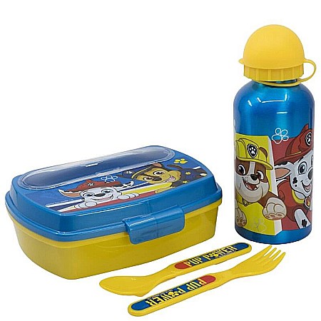 Set sticlă apă 400 ml din aluminiu și cutie sandwich cu tacâmuri, fără BPA, Pup Power, Paw Patrol [1]