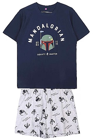 Pijamale bărbăți - Pijama Star Wars Boba Fett cu tricou și pantaloni scurți din bumbac