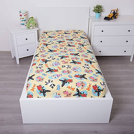 Cearceaf cu margini elastice, multicolor, 100% bumbac, 90 x 200 cm, Bing Bunny [1]
