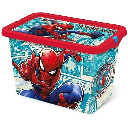 Organizare și depozitare - Cutie pentru depozitarea jucăriilor Stor, model Spider-Man, cu capac, 7l, multicolor, 18.5x19.2x28.7 cm