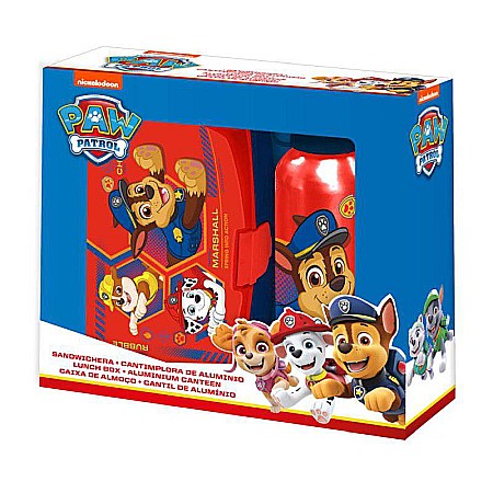 Copii - Set cutie sandwich plastic fără BPA și sticlă apă din aluminiu, 400 ml, multicolor, Marshal, Paw Patrol