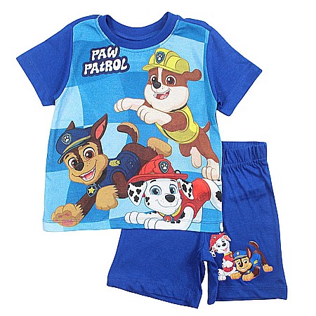 Pijamale cu mânecă scurtă - Pijamale copii cu mânecă scurtă, 100% bumbac, multicolor, Let's Go, Paw Patrol