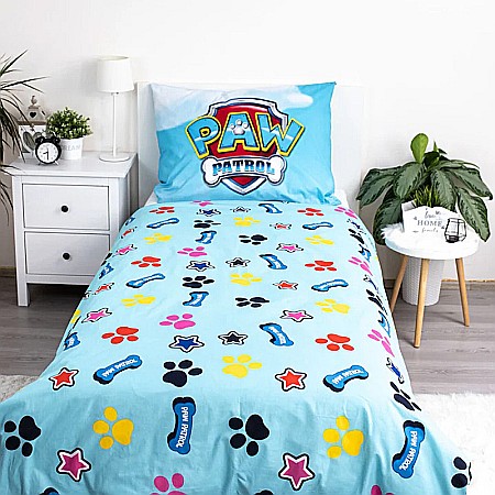 Textile - Set lenjerie de pat 2 piese, Reversibilă și Fosforescentă, multicolor, 100% bumbac, 140 x 200 cm, 70 x 90 cm, Paw Patrol