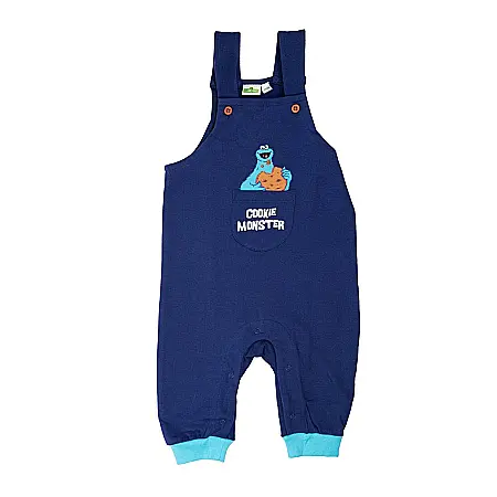 Body-uri și salopete copii - Salopetă copii, albastru, 100% bumbac, Coookie Monster, Sesame Street