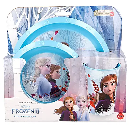 Copii - Set 3 piese pentru servit masa, plastic fără BPA, Frozen, Disney