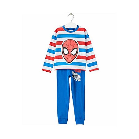 Copii - Pijama copii, cu mânecă lungă, 100% bumbac, albastru,  Spiderman