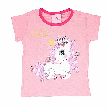 Pijamale copii cu mânecă scurtă, bumbac, multicolor, Unicorn [1]