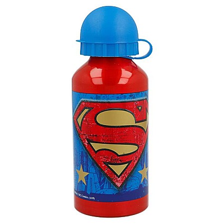 Sticle pentru lichide - Sticlă de apă, pentru copii, din aluminiu, cu model Superman Symbol, 400 ml