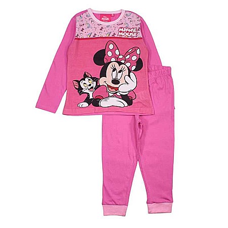 Pijamale maneca lunga - Pijamale copii cu mânecă lungă, 100% bumbac, roz,  Smile, Minnie Mouse, Disney