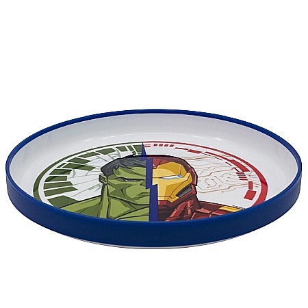 Bebeluși - Farfurie plastic, 20 cm, antiderapant, multicolor, compatibil cu microunde, fără BPA, Heraldic Army, Avengers