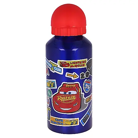 Sticle pentru lichide - Sticlă de apă, pentru copii, din aluminiu, cu model Cars Stickers, 400 ml