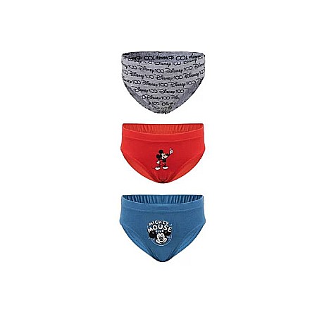 Lenjerie intimă și șosete - Set 3 chiloți pentru băieți, 100 % bumbac, multicolor, Disney 100, Mickey Mouse