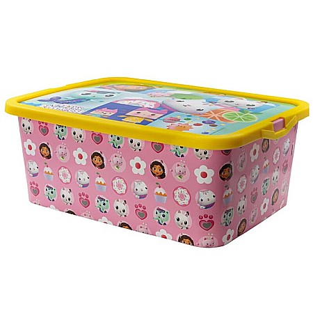 Copii - Cutie pentru depozitare, din plastic, cu capac, 13 L, multicolor, 39x29x15 cm, Gabby's Dollhouse