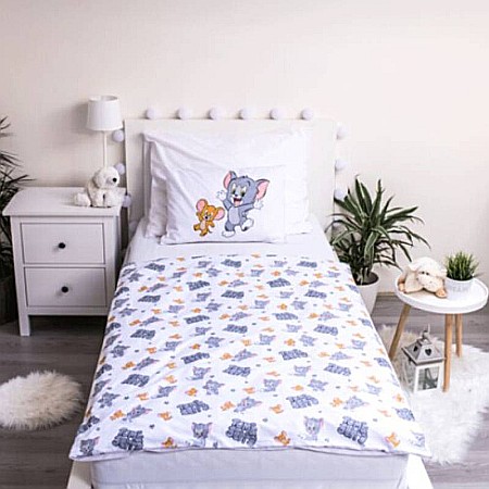 Set lenjerie pat 3 piese, 100x135,90x200,40x60, multicolor, 100% bumbac, Tom and Jerry [4]