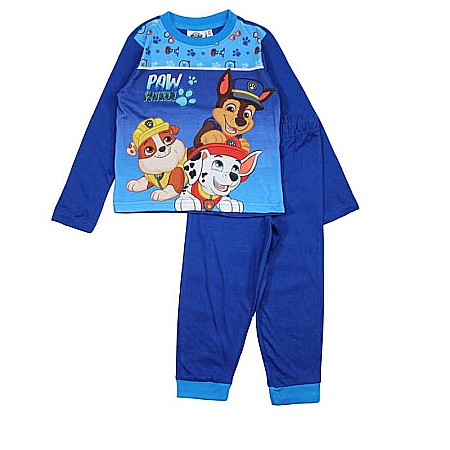 Pijamale maneca lunga - Pijamale copii cu mânecă lungă, 100% bumbac, albastru, Team, Paw Patrol