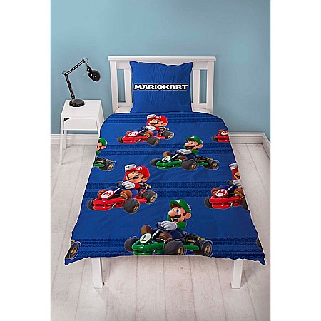Lenjerii de pat copii, Super Mario 2 piese 140x200 cm, 60x70 cm Bleumarin [1]