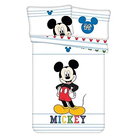 Lenjerii pătuț - Set lenjerie de pat copii Jerry Fabrics, Mickey Mouse, color, bumbac, 1 persoană, 2 piese, multicolor, 100x135 cm, 40x60 cm