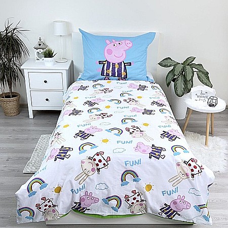 Set lenjerie de pat 2 piese, Reversibilă și Fosforescentă, multicolor, 100% bumbac, 140 x 200 cm, 70 x 90 cm, Peppa Pig [2]