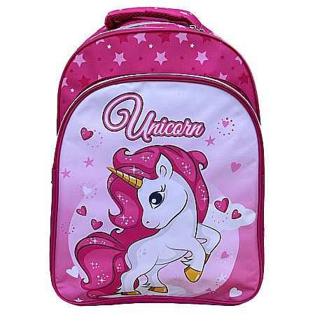 Accesorii școlare - Ghiozdan copii, 42x30x17 cm, cu trei compartimente, multicolor, bretele întărite și ajustabile, Unicorn