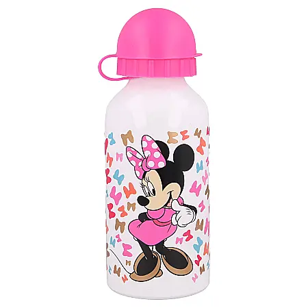 Copii - Sticlă de apă, pentru copii, din aluminiu, cu model Minnie So Edgy Bows, 400 ml
