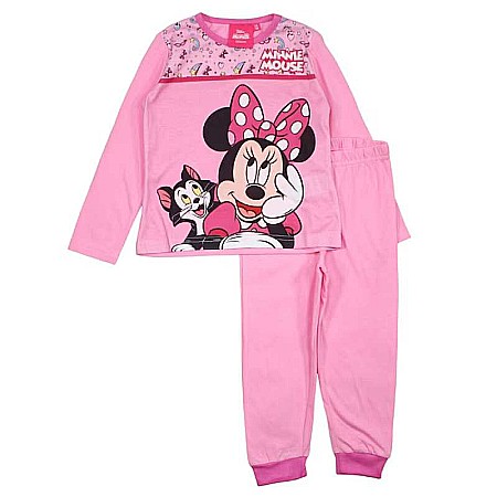 Copii - Pijamale copii cu mânecă lungă, 100% bumbac, roz, Smile, Minnie Mouse