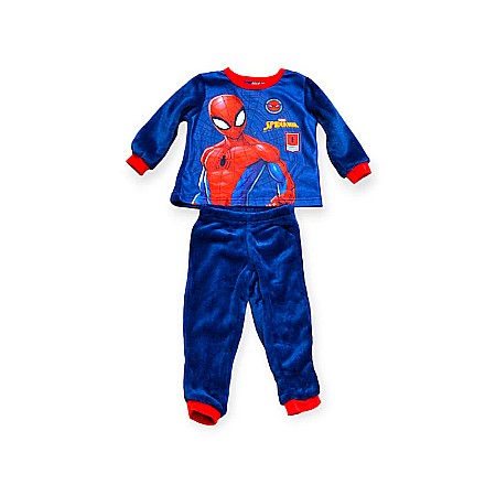 Pijamale maneca lunga - Pijamale copii cu mânecă lungă, polar, albastru, Spiderman