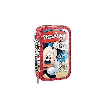 Penare - Penar echipat, Mickey Mouse, Hey, roșu, 2 compartimente, 29 piese