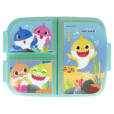 Copii - Cutie sandwich, multicompartimente, multicolor, fără BPA, Baby Shark