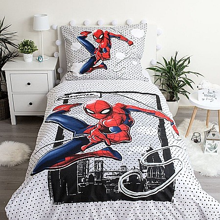Set lenjerie pat copii, cu detalii fosforescente, multicolor, 2 piese, 100% bumbac, 140×200 cm, 70×90, Spiderman, SPM02 [2]
