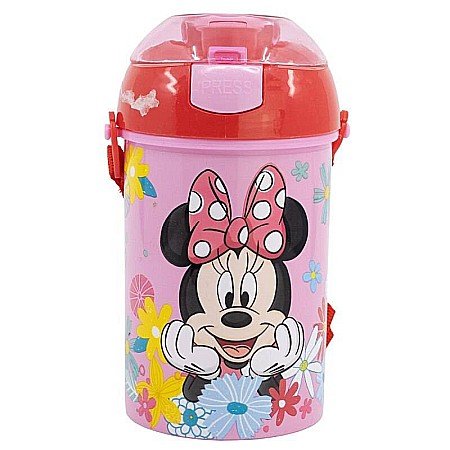 Sticlă plastic, Minnie Mouse Spring Look, cu pai și capac, 450 ml [1]