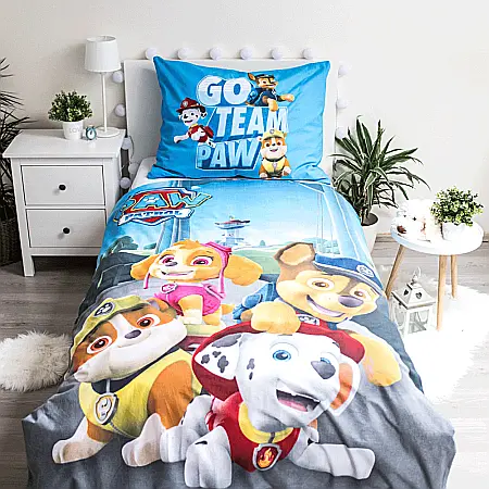 Set lenjerie pat copii, multicolor, 2 piese, 100% bumbac, 140×200 cm, 70×90, Paw Patrol, PP161 [3]