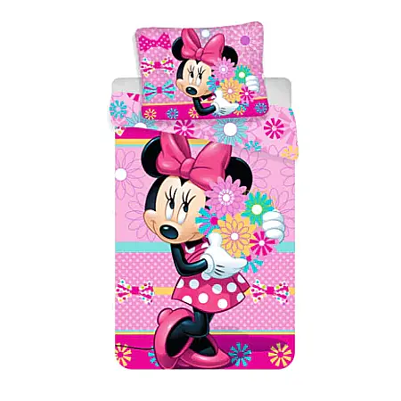 Textile - Set lenjerie pat copii, 100% bumbac, multicolor, 2 piese, 140×200 cm, 70×90,  Minnie Mouse, Disney