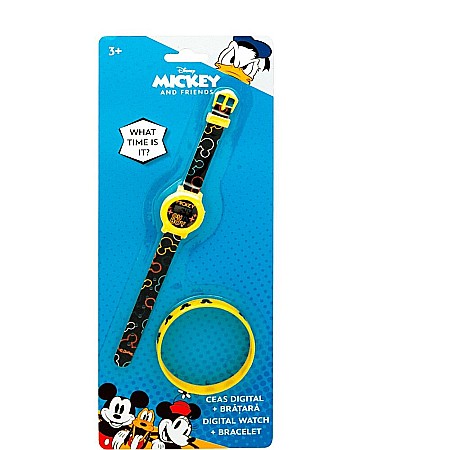 Copii - Set ceas digital pentru copii plus brățară, multicolor, Disney, Mickey Mouse