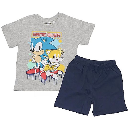 Copii - Pijamale copii cu mânecă scurtă, 100% bumbac, multicolor, Game Over, Sonic