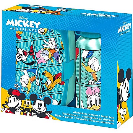 Set cutie sandwich plastic fără BPA și sticlă apă din aluminiu, 400 ml, multicolor, Mickey Mouse and Friends, Disney [2]