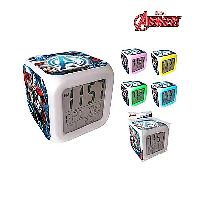 Ceas deșteptător digital, multicolor, 8x8x8cm, Avengers, Marvel [1]
