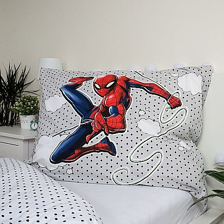 Set lenjerie pat copii, cu detalii fosforescente, multicolor, 2 piese, 100% bumbac, 140×200 cm, 70×90, Spiderman, SPM02 [1]