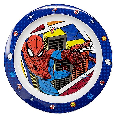 Pahare, farfurii și căni - Farfurie plastic, multicolor, pentru copii, fără BPA, ce poate fi utilizată și la microunde, 23 cm, Midnight, Spiderman