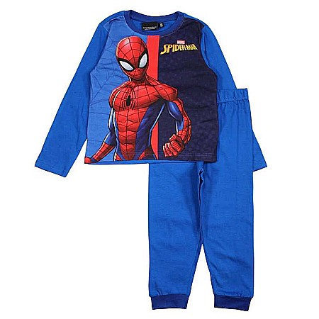 Copii - Pijamale copii cu mânecă lungă, 100% bumbac, albastru, Spiderman, Marvel
